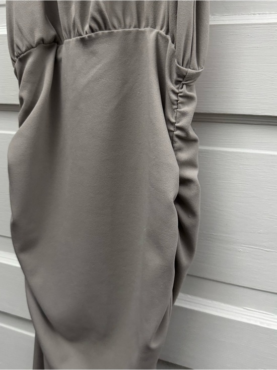 NBD NWT Taupe Ruched Maxi Dress XS High Neck Bodycon Stretch - Picture 5 of 16